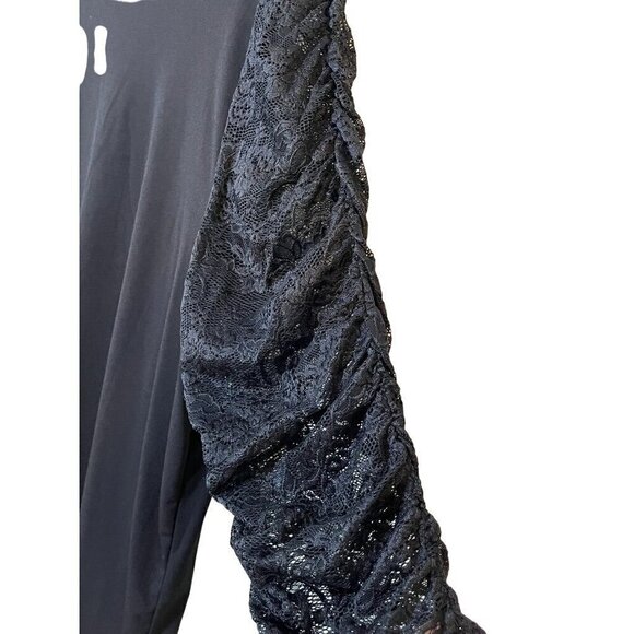 Torrid Top Women 3X Black Pullover Crepe Lace Neutral Whimsygoth Fairy Western - Picture 8 of 14